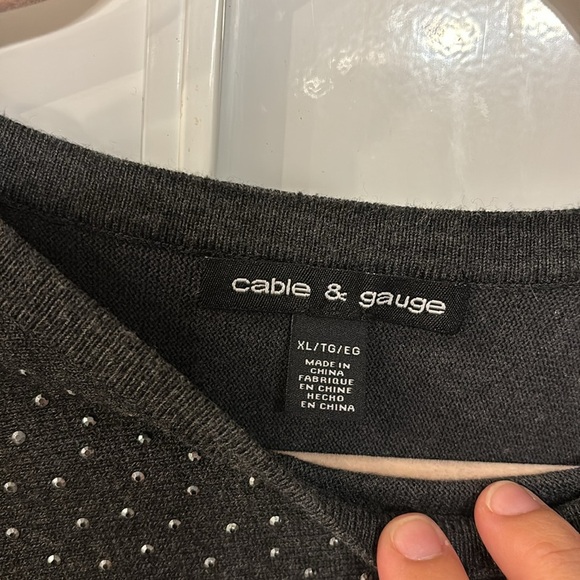 🎈4 LISTINGS FOR $20! Cable & Gauge Dark Gray Pullover sweater wStud Accents XL - Picture 2 of 6